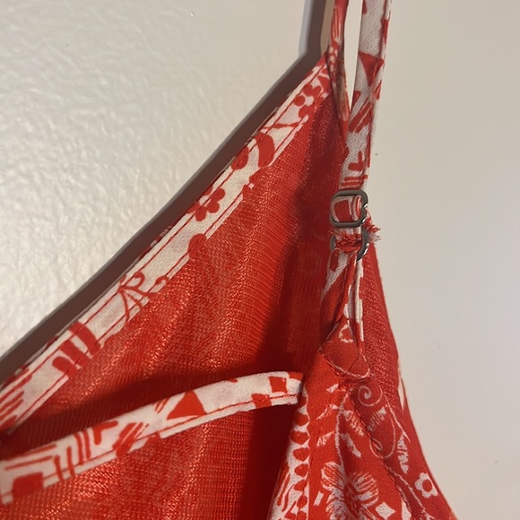 Lush Orange and White Dress with Tassels along Bottom Spaghetti Straps - Picture 5 of 9